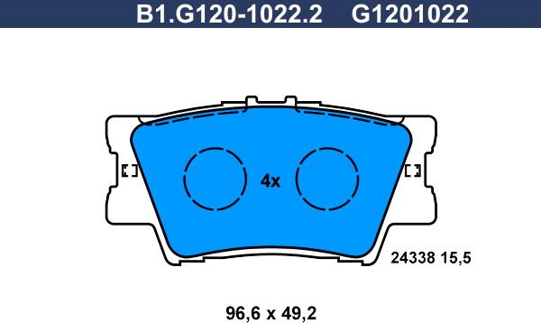 Galfer B1.G120-1022.2 - Bremžu uzliku kompl., Disku bremzes autodraugiem.lv