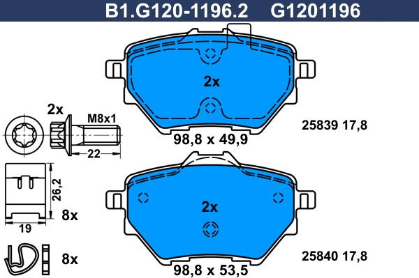 Galfer B1.G120-1196.2 - Bremžu uzliku kompl., Disku bremzes autodraugiem.lv