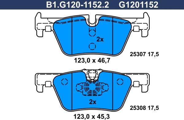 Galfer B1.G120-1152.2 - Bremžu uzliku kompl., Disku bremzes autodraugiem.lv