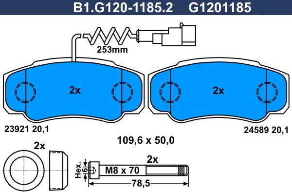 Galfer B1.G120-1185.2 - Bremžu uzliku kompl., Disku bremzes autodraugiem.lv