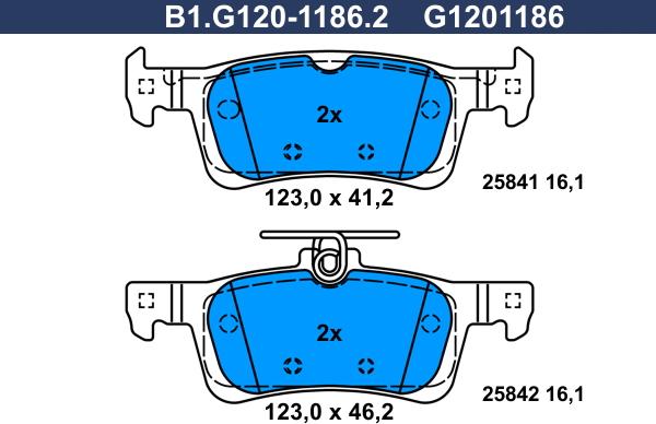 Galfer B1.G120-1186.2 - Bremžu uzliku kompl., Disku bremzes autodraugiem.lv