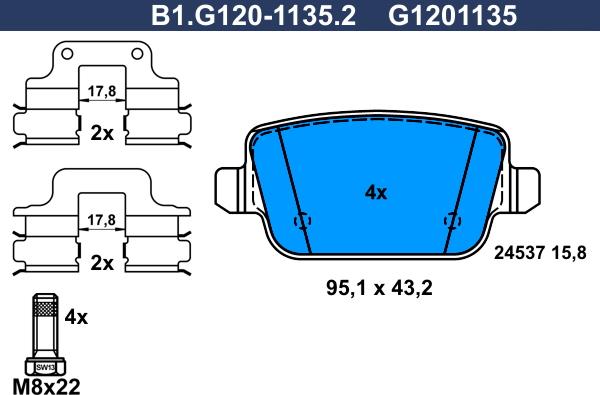 Galfer B1.G120-1135.2 - Bremžu uzliku kompl., Disku bremzes autodraugiem.lv