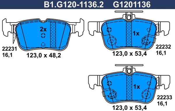 Galfer B1.G120-1136.2 - Bremžu uzliku kompl., Disku bremzes autodraugiem.lv