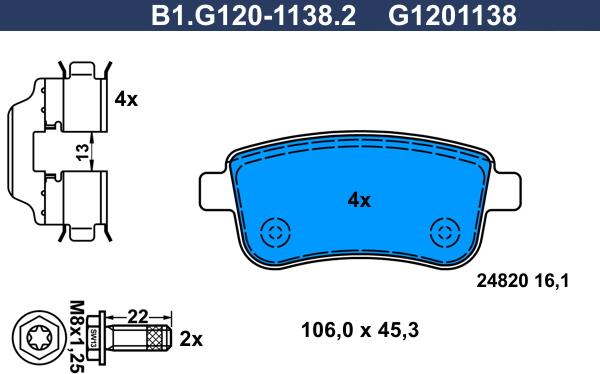 Galfer B1.G120-1138.2 - Bremžu uzliku kompl., Disku bremzes autodraugiem.lv