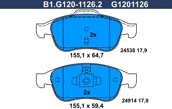 Galfer B1.G120-1126.2 - Bremžu uzliku kompl., Disku bremzes autodraugiem.lv