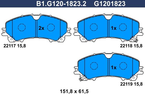 Galfer B1.G120-1823.2 - Bremžu uzliku kompl., Disku bremzes autodraugiem.lv