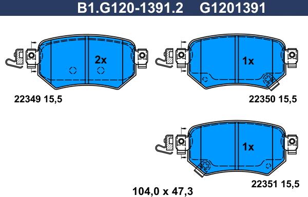 Galfer B1.G120-1391.2 - Bremžu uzliku kompl., Disku bremzes autodraugiem.lv