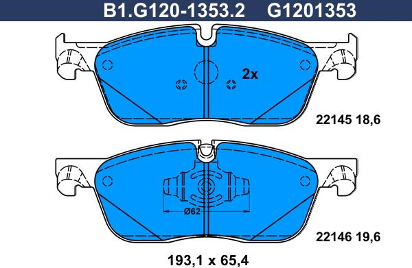 Galfer B1.G120-1353.2 - Bremžu uzliku kompl., Disku bremzes autodraugiem.lv