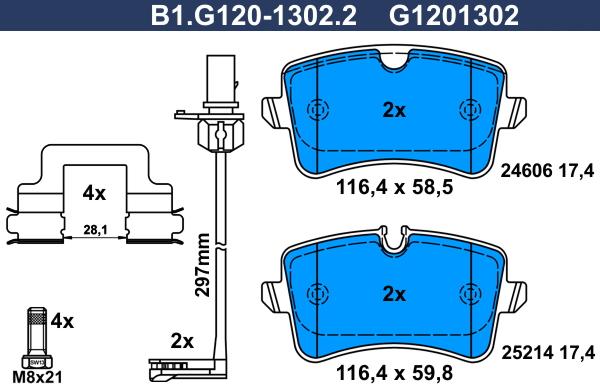 Galfer B1.G120-1302.2 - Bremžu uzliku kompl., Disku bremzes autodraugiem.lv