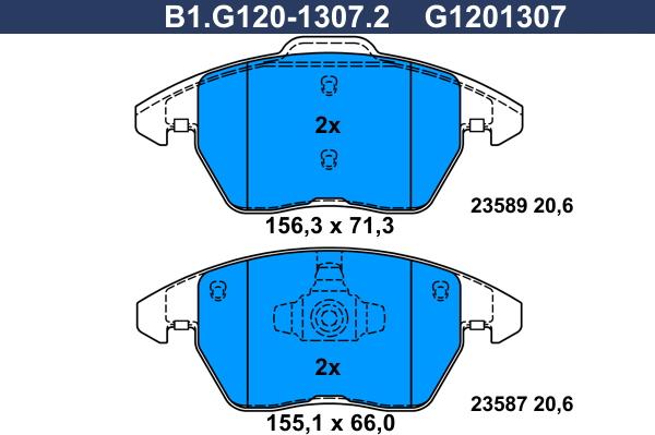 Galfer B1.G120-1307.2 - Bremžu uzliku kompl., Disku bremzes autodraugiem.lv
