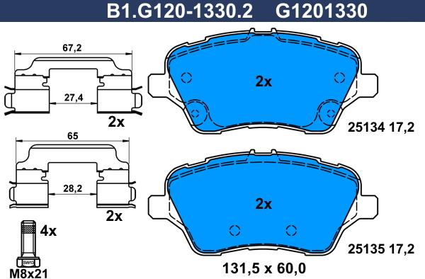 Galfer B1.G120-1330.2 - Bremžu uzliku kompl., Disku bremzes autodraugiem.lv