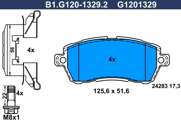 Galfer B1.G120-1329.2 - Bremžu uzliku kompl., Disku bremzes autodraugiem.lv