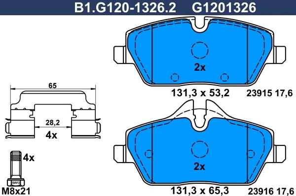 Galfer B1.G120-1326.2 - Bremžu uzliku kompl., Disku bremzes autodraugiem.lv