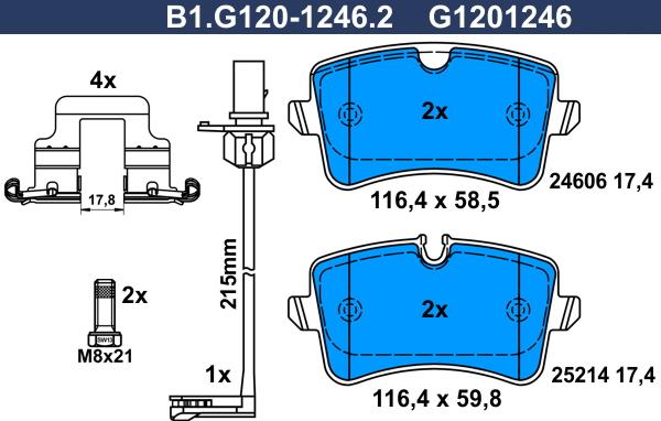 Galfer B1.G120-1246.2 - Bremžu uzliku kompl., Disku bremzes autodraugiem.lv