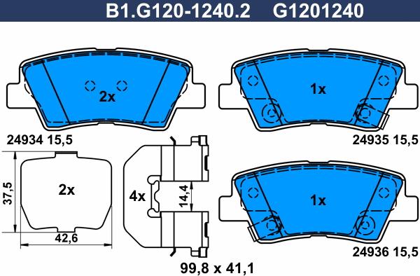 Galfer B1.G120-1240.2 - Bremžu uzliku kompl., Disku bremzes autodraugiem.lv