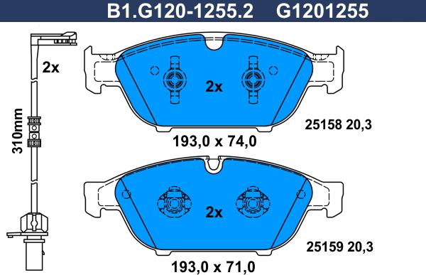 Galfer B1.G120-1255.2 - Bremžu uzliku kompl., Disku bremzes autodraugiem.lv