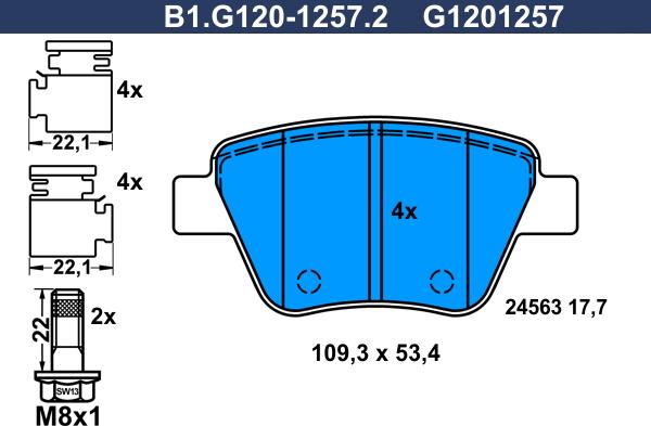 Galfer B1.G120-1257.2 - Bremžu uzliku kompl., Disku bremzes autodraugiem.lv