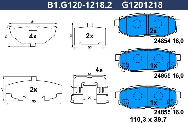 Galfer B1.G120-1218.2 - Bremžu uzliku kompl., Disku bremzes autodraugiem.lv