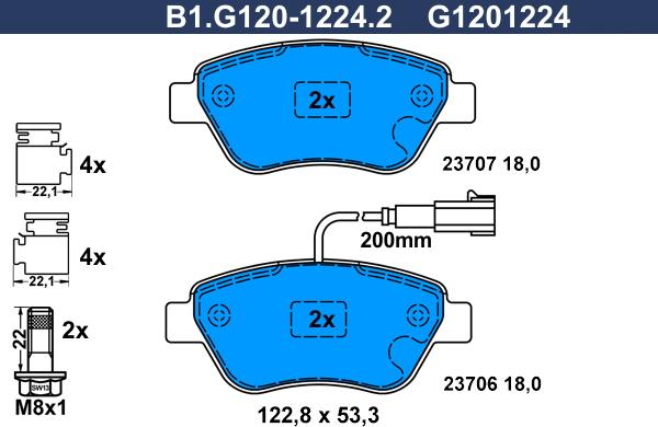 Galfer B1.G120-1224.2 - Bremžu uzliku kompl., Disku bremzes autodraugiem.lv