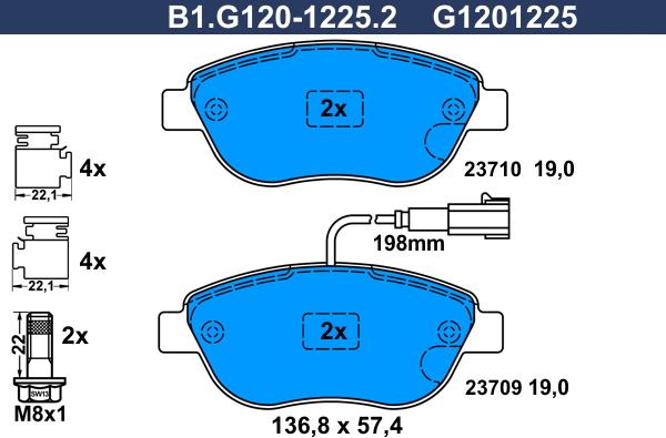 Galfer B1.G120-1225.2 - Bremžu uzliku kompl., Disku bremzes autodraugiem.lv