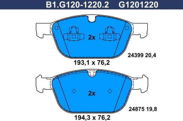 Galfer B1.G120-1220.2 - Bremžu uzliku kompl., Disku bremzes autodraugiem.lv