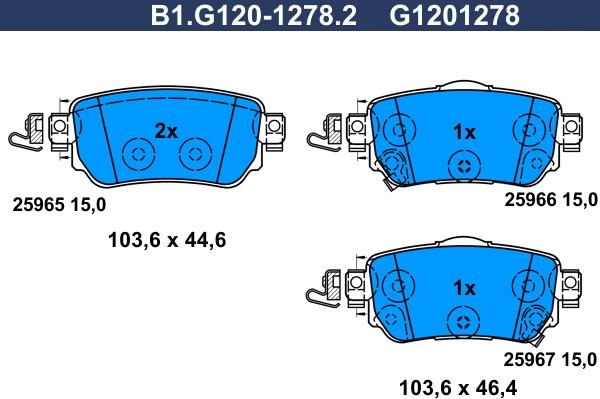 Galfer B1.G120-1278.2 - Bremžu uzliku kompl., Disku bremzes autodraugiem.lv