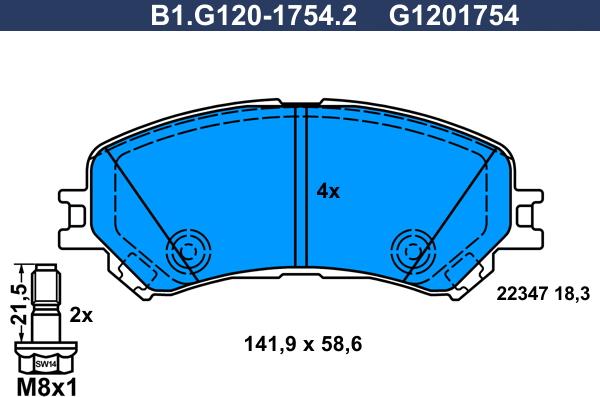Galfer B1.G120-1754.2 - Bremžu uzliku kompl., Disku bremzes autodraugiem.lv