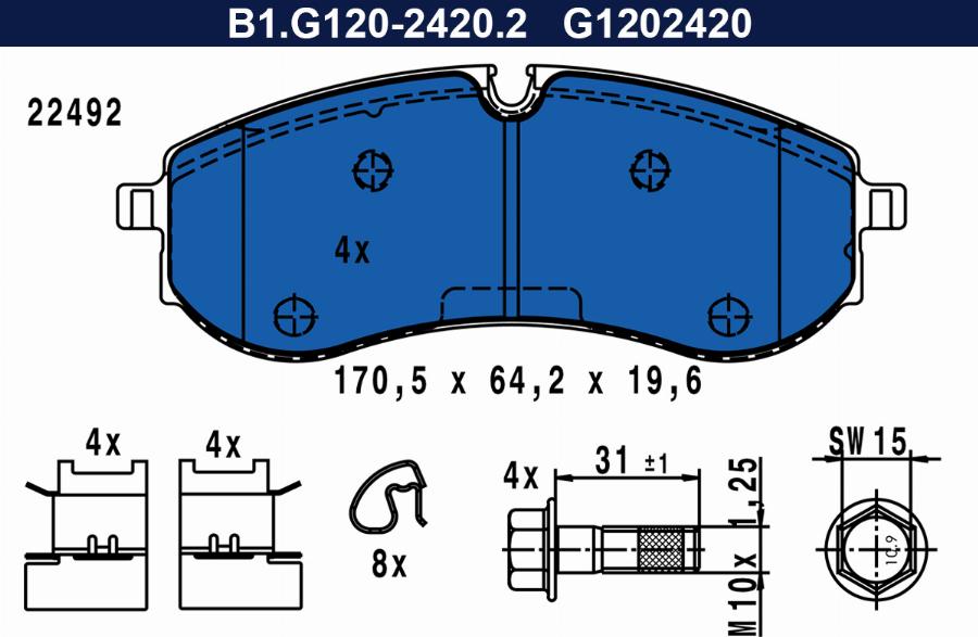 Galfer B1.G120-2420.2 - Bremžu uzliku kompl., Disku bremzes autodraugiem.lv