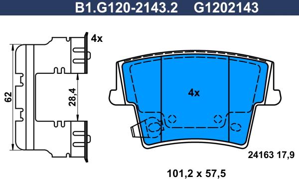 Galfer B1.G120-2143.2 - Bremžu uzliku kompl., Disku bremzes autodraugiem.lv