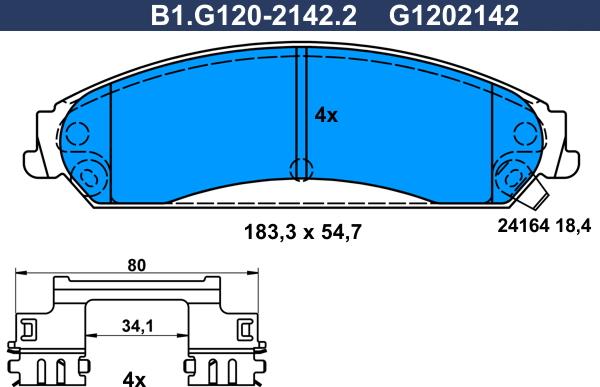 Galfer B1.G120-2142.2 - Bremžu uzliku kompl., Disku bremzes autodraugiem.lv