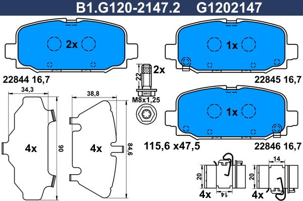 Galfer B1.G120-2147.2 - Bremžu uzliku kompl., Disku bremzes autodraugiem.lv