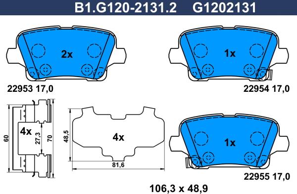 Galfer B1.G120-2131.2 - Bremžu uzliku kompl., Disku bremzes autodraugiem.lv