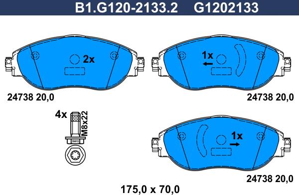 Galfer B1.G120-2133.2 - Bremžu uzliku kompl., Disku bremzes autodraugiem.lv