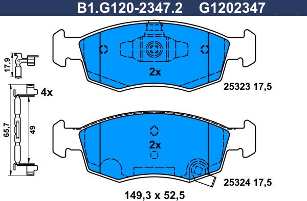 Galfer B1.G120-2347.2 - Bremžu uzliku kompl., Disku bremzes autodraugiem.lv