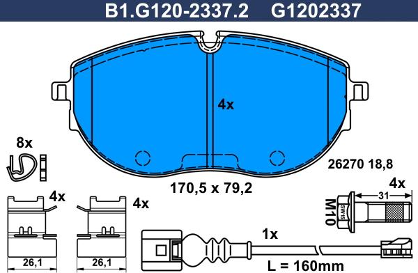 Galfer B1.G120-2337.2 - Bremžu uzliku kompl., Disku bremzes autodraugiem.lv