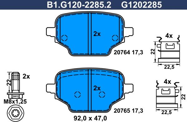 Galfer B1.G120-2285.2 - Bremžu uzliku kompl., Disku bremzes autodraugiem.lv