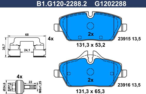 Galfer B1.G120-2288.2 - Bremžu uzliku kompl., Disku bremzes autodraugiem.lv