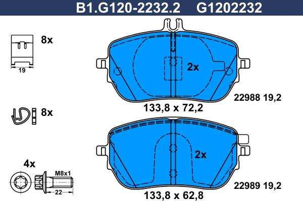 Galfer B1.G120-2232.2 - Bremžu uzliku kompl., Disku bremzes autodraugiem.lv