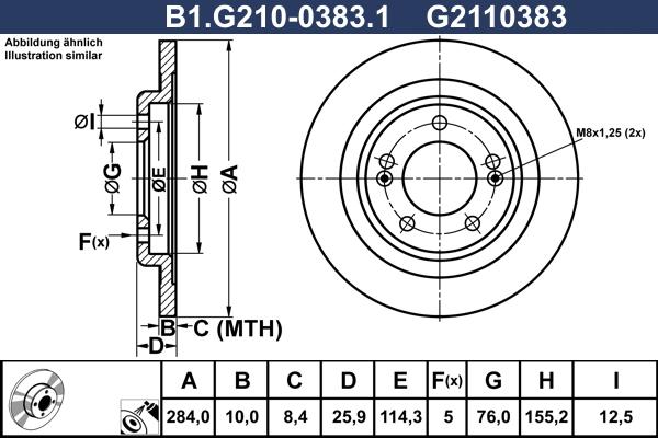 Galfer B1.G210-0383.1 - Bremžu diski autodraugiem.lv