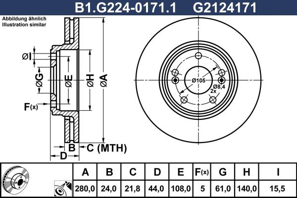 Galfer B1.G224-0171.1 - Bremžu diski autodraugiem.lv