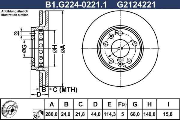 Galfer B1.G224-0221.1 - Bremžu diski autodraugiem.lv