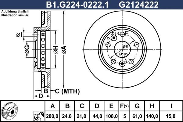 Galfer B1.G224-0222.1 - Bremžu diski autodraugiem.lv