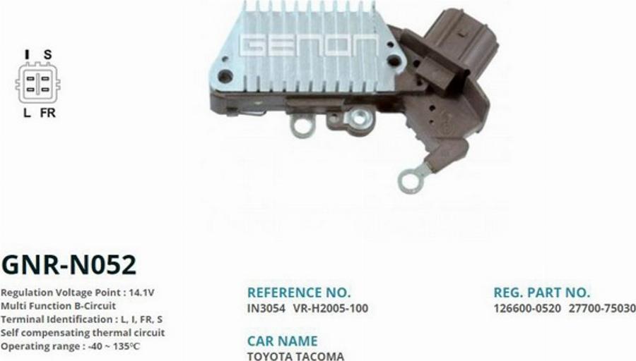 Genon GNR-N052 - Ģeneratora sprieguma regulators autodraugiem.lv