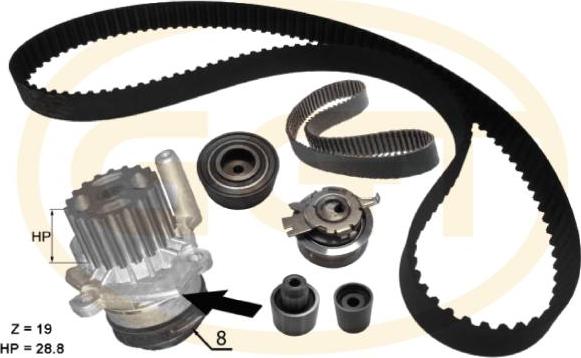 GGT KPA20248 - Ūdenssūknis + Zobsiksnas komplekts autodraugiem.lv