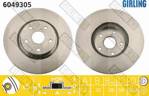 Girling 6049305 - Bremžu diski autodraugiem.lv