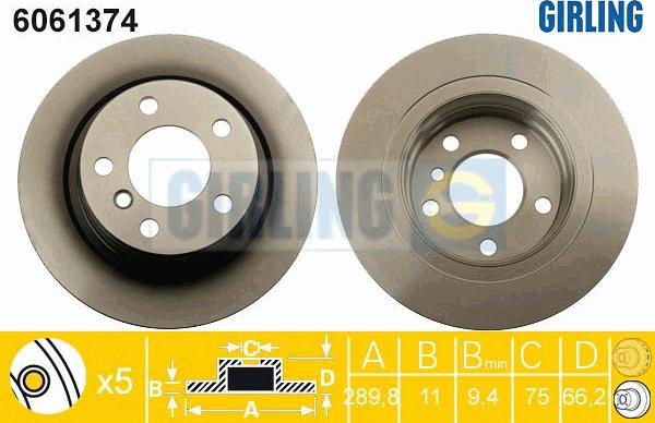 Girling 6061374 - Bremžu diski autodraugiem.lv