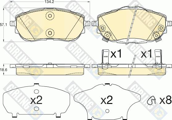 Girling 6135983 - Bremžu uzliku kompl., Disku bremzes autodraugiem.lv