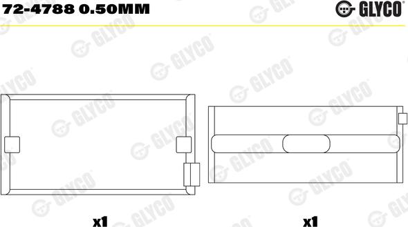 Glyco 72-4788 0.50mm - Kloķvārpstas gultnis autodraugiem.lv