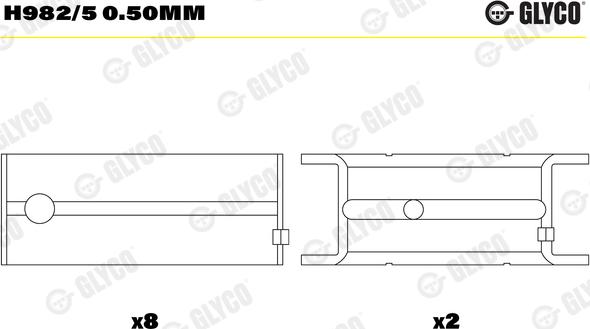 Glyco H982/5 0.50mm - Kloķvārpstas gultnis autodraugiem.lv