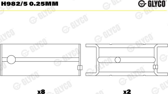 Glyco H982/5 0.25mm - Kloķvārpstas gultnis autodraugiem.lv